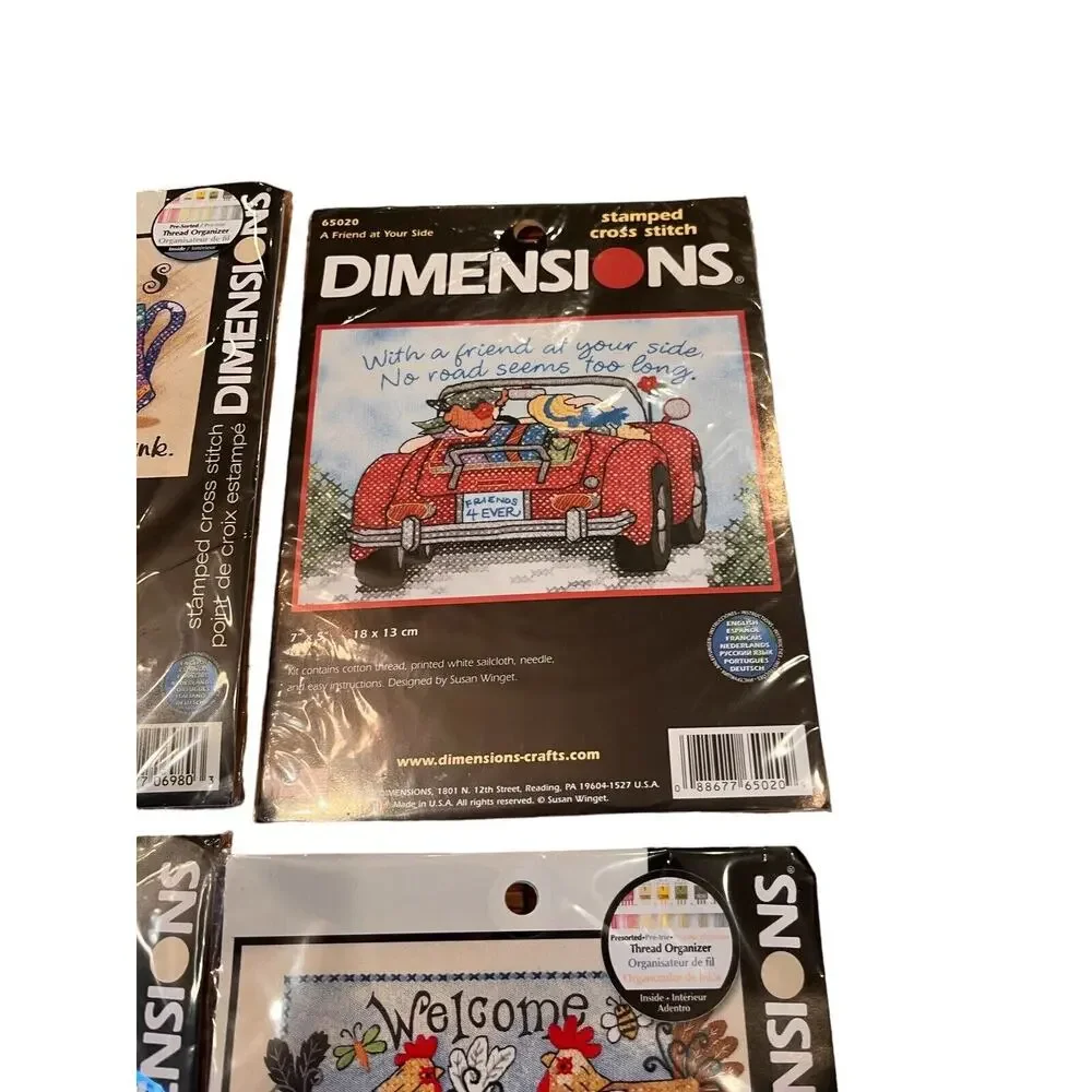 Lot 4 Dimensions Mini Stamped Cross Stitch Kit 7